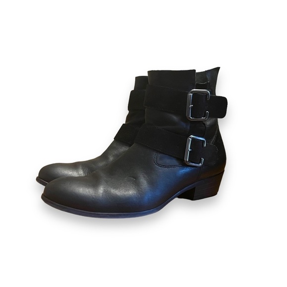 Paul Green Denver Belted Biker Black Leather Boot Black Women Size 8.5 US - Picture 4 of 10